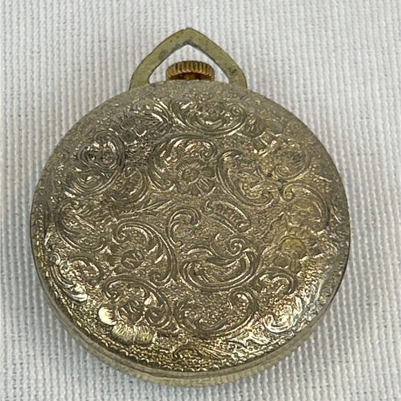 Vintage Burgana Swiss Made Gold Black Pocket Watch With Starburst Mechanical Orn - Picture 6 of 8